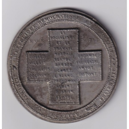 Médaille - Diffamation du gouvernement par les partisans de la république - 1848 - étain 60mm