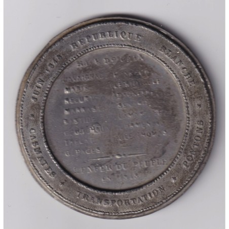 Médaille - Diffamation du gouvernement par les partisans de la république - 1848 - étain 60mm