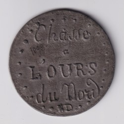 Médaille - Chasse à l'ours du nord - étain - 54mm