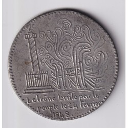 Médaille - Bucher du trône de Louis philippe - 1848 - place de la bastille - étain - 48mm