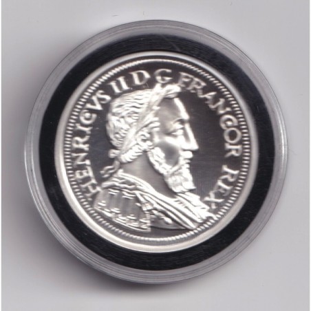 Médaille - Refrappe Teston au croissant Henri II - argent 10g - 30mm - 5.000 ex