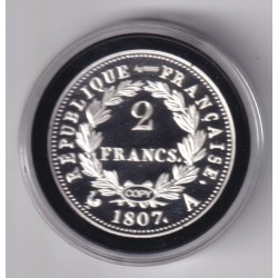 Médaille - Refrappe 2 Francs 1807 Napoleon empereur - argent 10g - 30mm - 5.000 ex 2