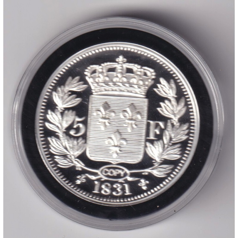 Médaille - Refrappe 5 Francs 1831 Henri V - argent 10g - 30mm - 5.000 ex