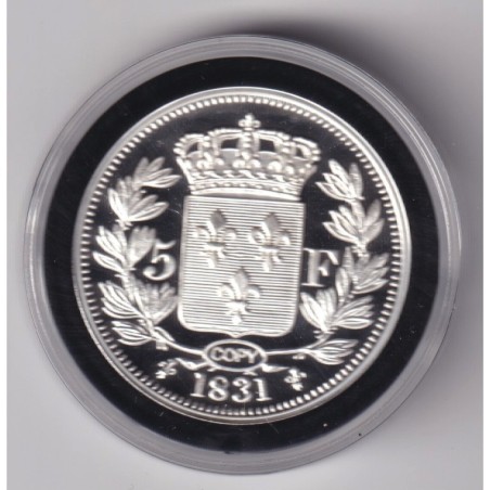 Médaille - Refrappe 5 Francs 1831 Henri V - argent 10g - 30mm - 5.000 ex
