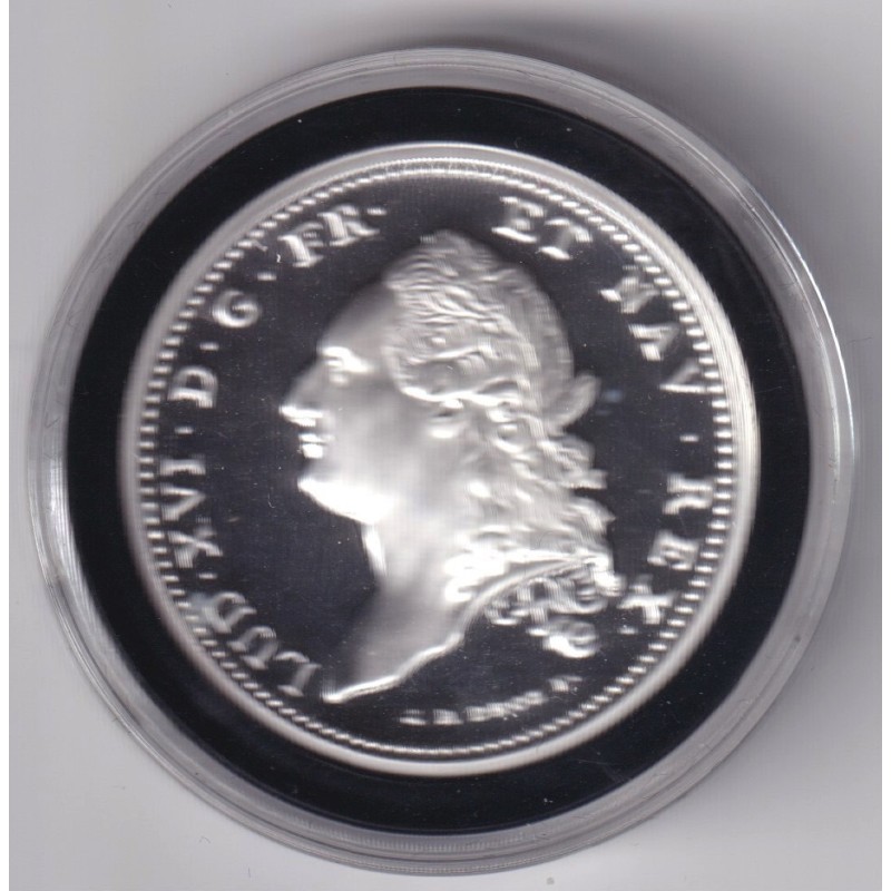 Médaille - Refrappe Écu de Calonne 1786 Louis XVI - argent 10g - 30mm - 5.000 ex