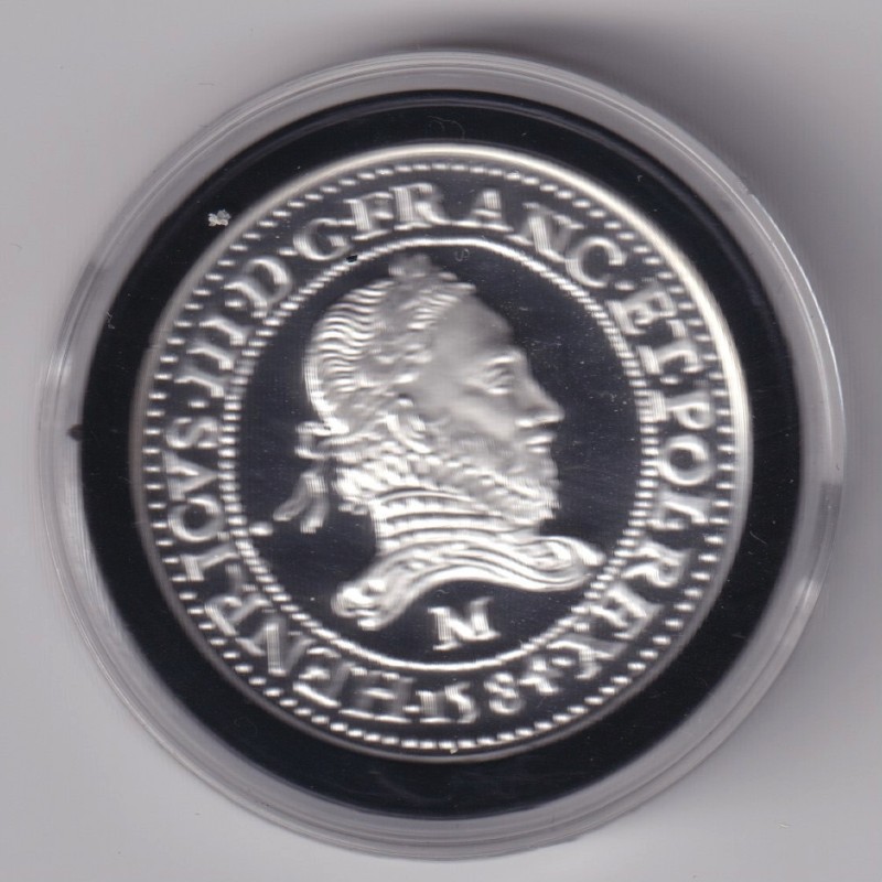 Médaille - Refrappe Franc 15584 M Henri III - argent 10g - 30mm - 5.000 ex