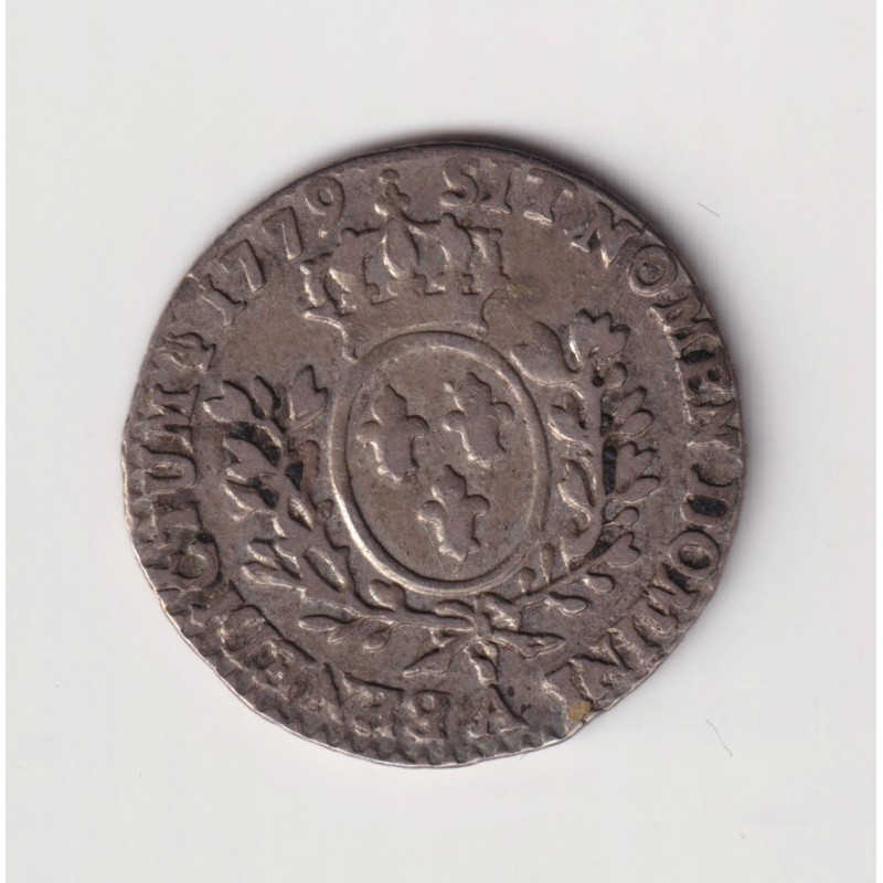 Louis XVI - 1/20 écu - 1779 A Paris - buste louis XV - TB