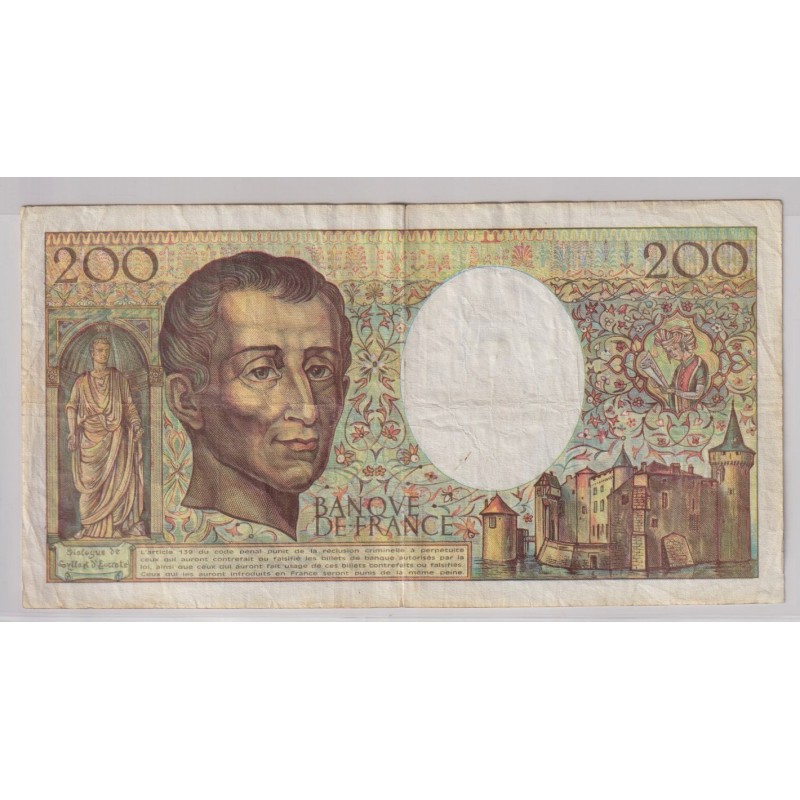 200 Francs Montesquieu - 1990 - J.114 - TTB