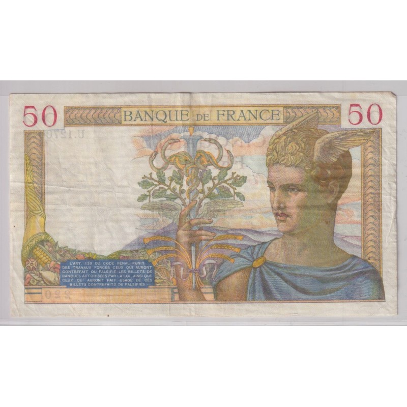 50 Francs cérès - 22.02.1940 - TTB+