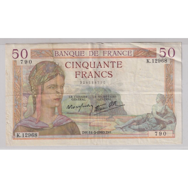 50 Francs cérès - 14.03.1940 - TTB