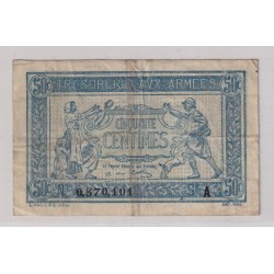 Trésorerie aux armées - 50 Centimes - 1917 - Alphabet A - TB+
