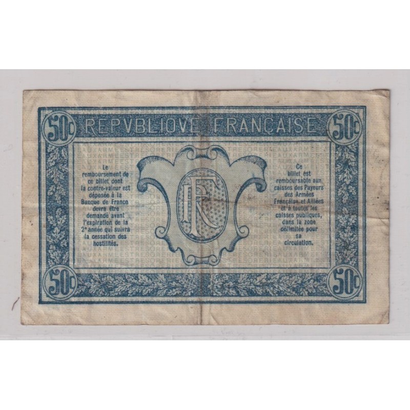 Trésorerie aux armées - 50 Centimes - 1917 - Alphabet A - TB+