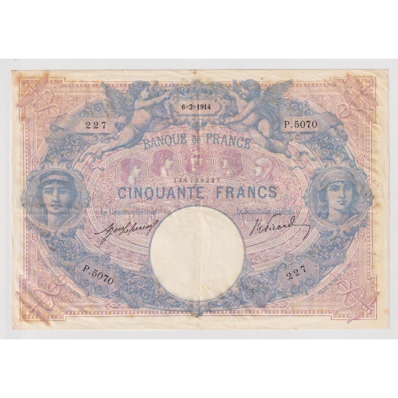 50 Francs Bleu et rose - 6.02.1914 - TB+
