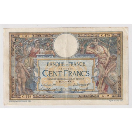 100 Francs L.O.M - 14.10.1908 - TTB