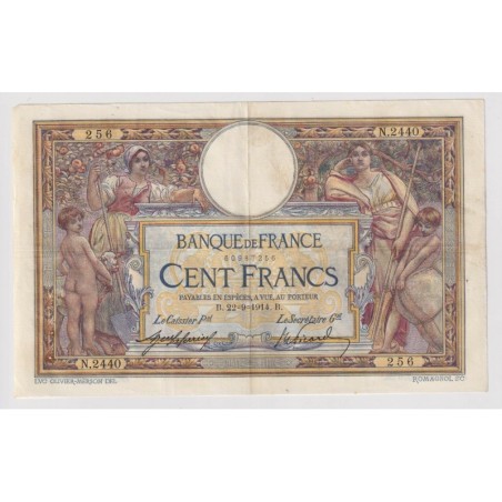 100 Francs Luc Olivier Merson - 22.09.1914 - TTB