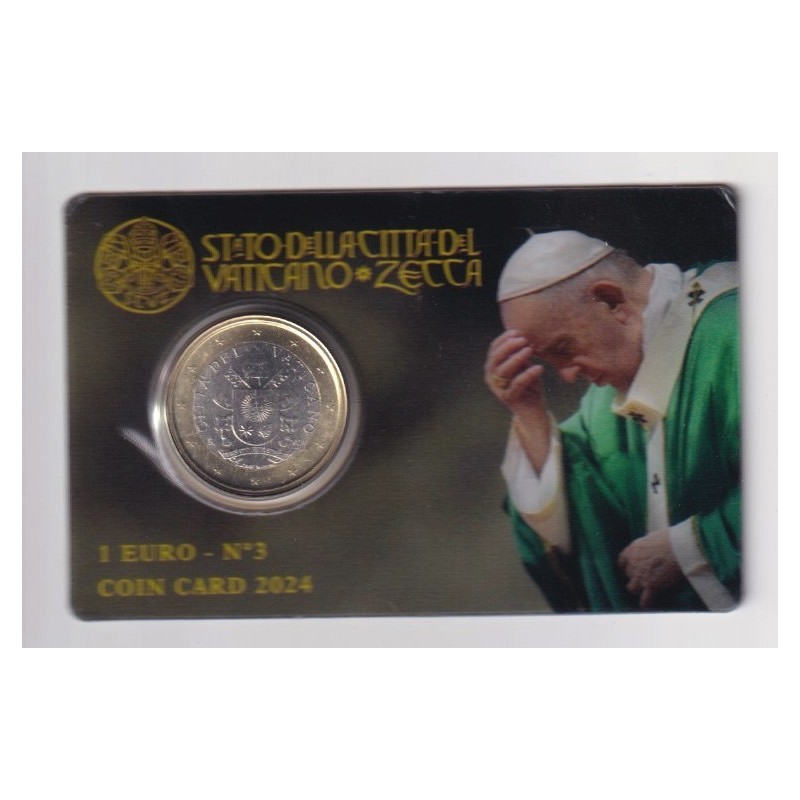 Coincard Vatican N°3 - 1 Euro 2024 - Pape François
