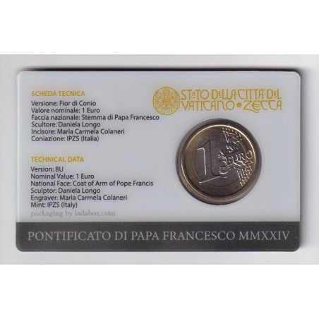 Coincard Vatican N°3 - 1 Euro 2024 - Pape François
