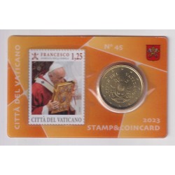 Coincard Vatican N°45 - 50 Cents 2023 - Pape François - Timbre et monnaie