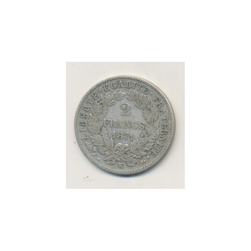 Cérès - 2 Francs - 1871 K Bordeaux - avec légende