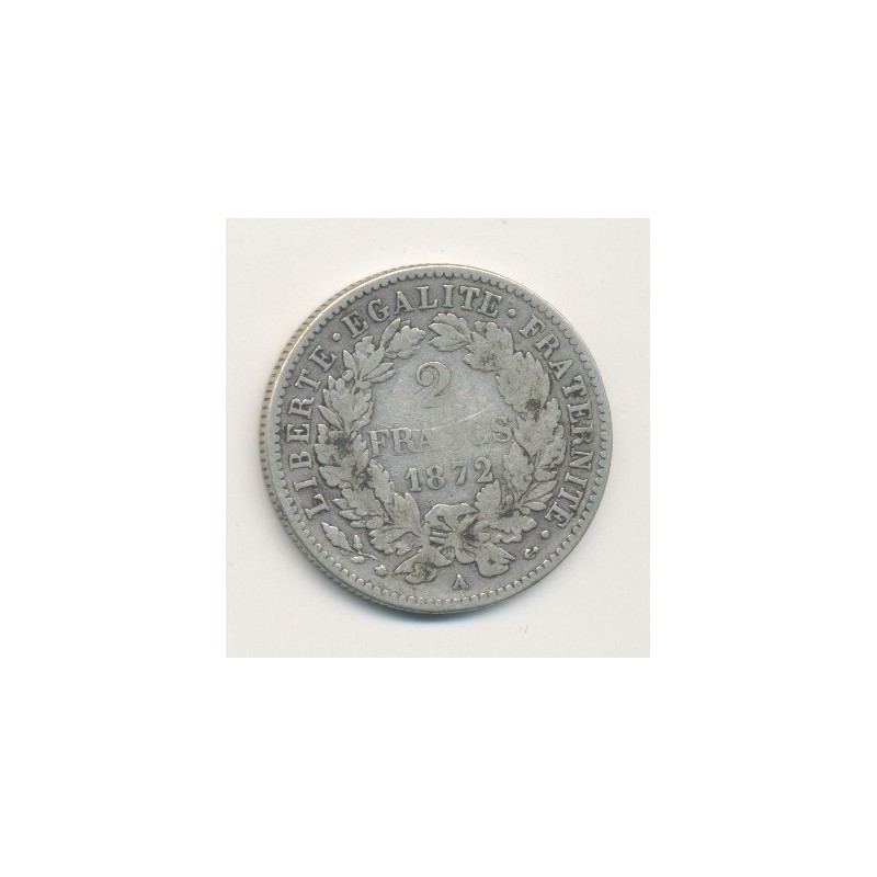 Cérès - 2 Francs - 1872 A Paris - avec légende
