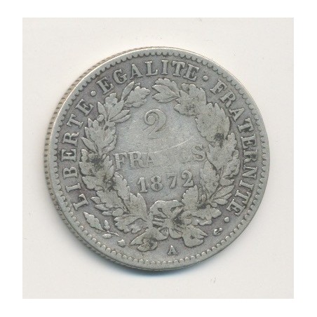 Cérès - 2 Francs - 1872 A Paris - avec légende