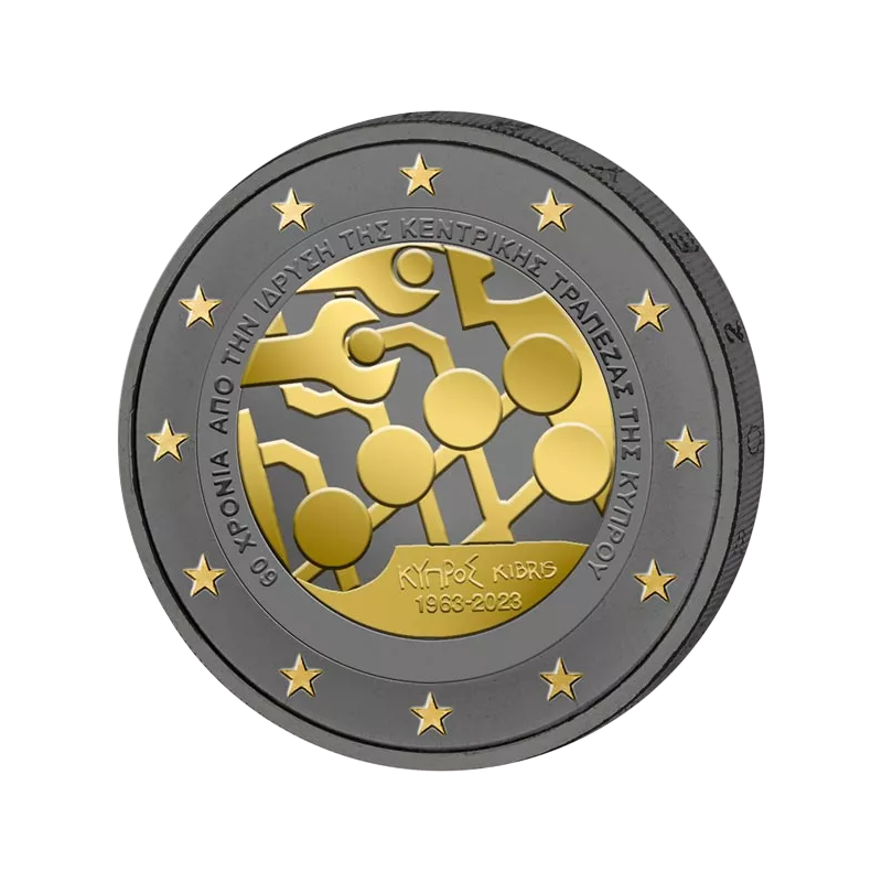 2€ Chypre 2023 - 60e anniversaire de la création de la Banque centrale de Chypre - Finition Ruthénium