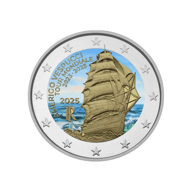2€ Italie 2025 - Tour du monde du navire-école Amerigo Vespucci - couleur N°2