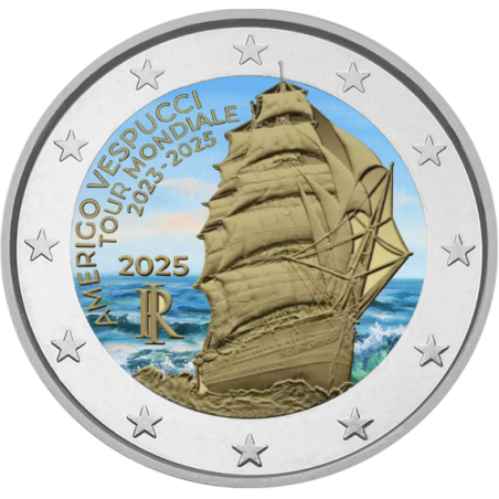 2€ Italie 2025 - Tour du monde du navire-école Amerigo Vespucci - couleur N°2