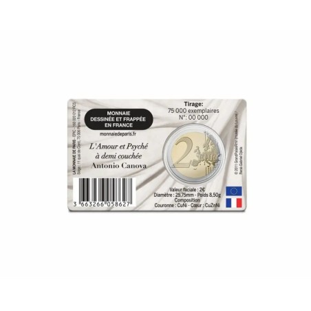 2 Euro 2025 - Musée du Louvre - Coincard L'amour et psyché à demi couchée