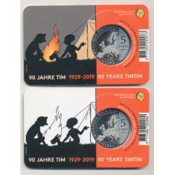 Lot 2 Coincard - 5 Euro Tintin 2019 2