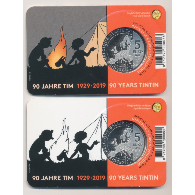 Lot 2 Coincard - 5 Euro Tintin 2019