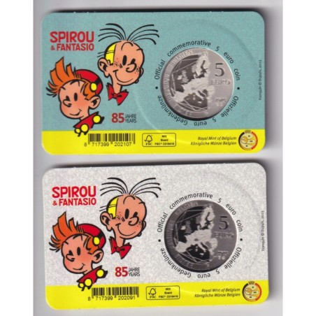 Lot 2 Coincard - 5 Euro Spirou et fantasion 2023 - 85 ans Spirou