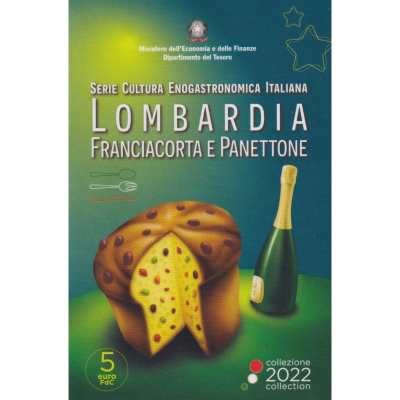 Italie - 5 Euro 2022 - Franciacorta et Panettone - Série culture gastronomique Italienne