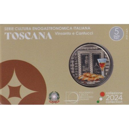 Italie - 5 Euro 2024 - Vinsanto et cantucci - Toscana - Série culture gastronomique Italienne