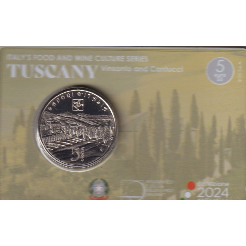 Italie - 5 Euro 2024 - Vinsanto et cantucci - Toscana - Série culture gastronomique Italienne