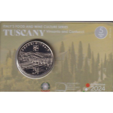 Italie - 5 Euro 2024 - Vinsanto et cantucci - Toscana - Série culture gastronomique Italienne
