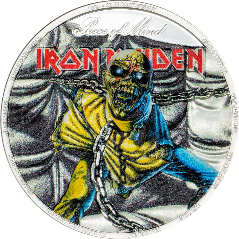 Cook Islands - 10 Dollars 2023 - Iron Maiden - Piece of mind - argent 2 once