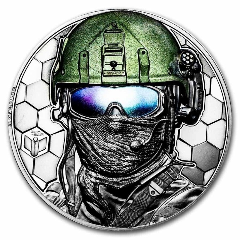 Cook Islands - 20 Dollars 2022 - Real heroes Special forces - argent 3 once