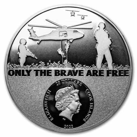 Cook Islands - 20 Dollars 2022 - Real heroes Special forces - argent 3 once