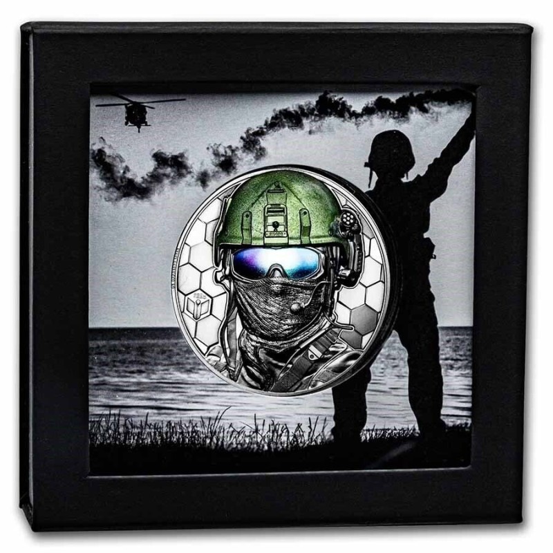 Cook Islands - 20 Dollars 2022 - Real heroes Special forces - argent 3 once