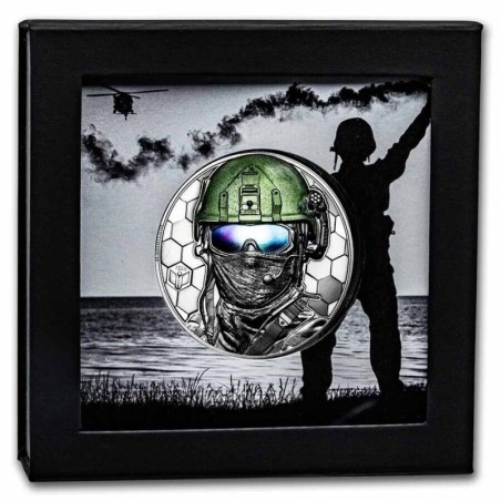 Cook Islands - 20 Dollars 2022 - Real heroes Special forces - argent 3 once