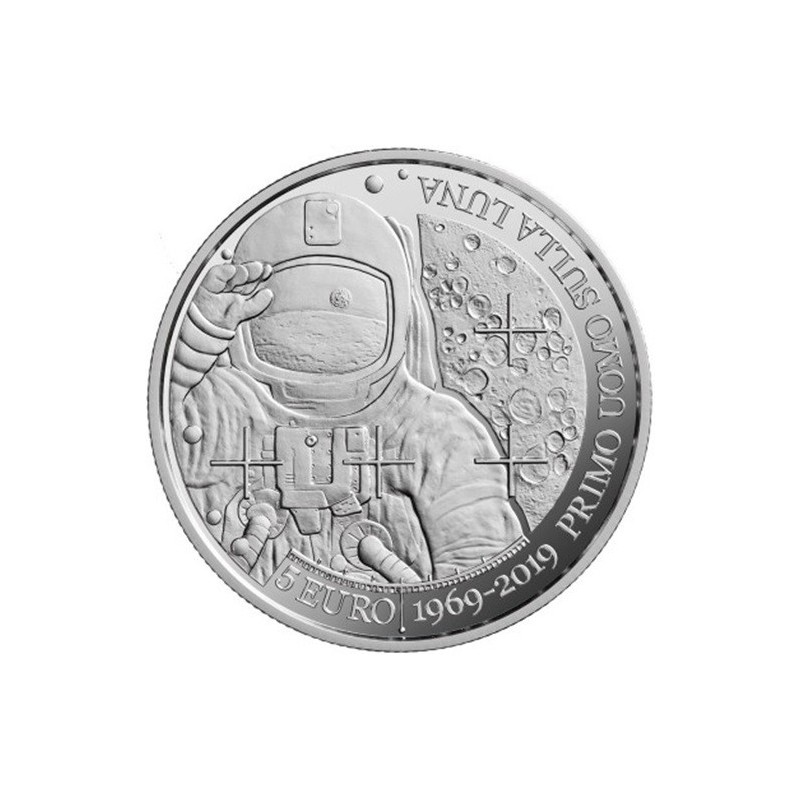 St Marin - 5 Euro 2019 - 50e anniversaire des premiers pas sur la lune - argent