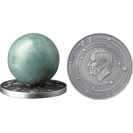 Ghana - 10 Cedis 2025 - Solar system Uranus - Charles III - 2 once argent