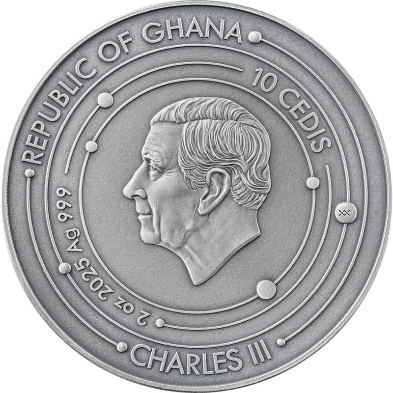 Ghana - 10 Cedis 2025 - Solar system Venus - Charles III - 2 once argent