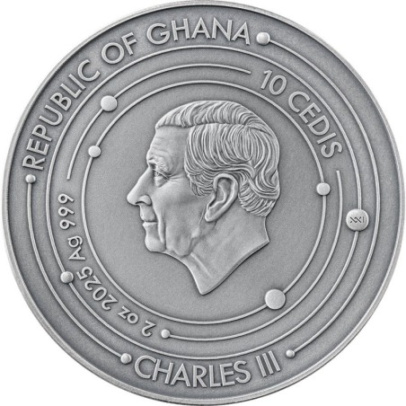 Ghana - 10 Cedis 2025 - Solar system Venus - Charles III - 2 once argent