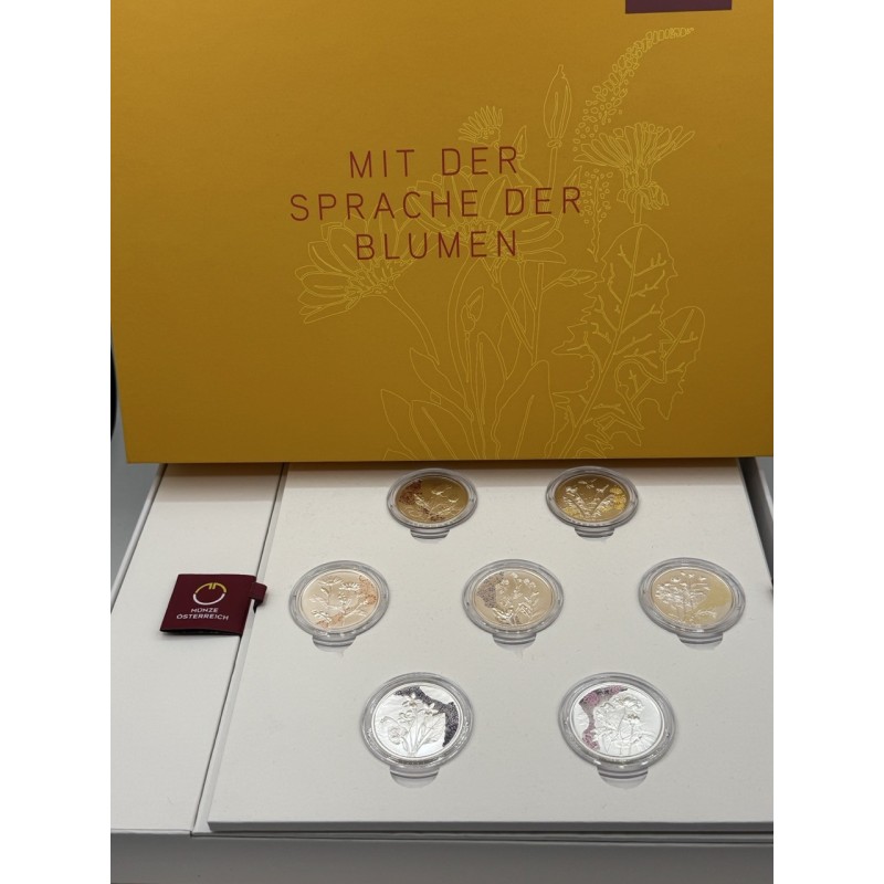 Autriche - Coffret Complet 7 pieces 10 Euro - Le langage des fleurs - argent