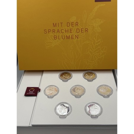 Autriche - Coffret Complet 7 pieces 10 Euro - Le langage des fleurs - argent