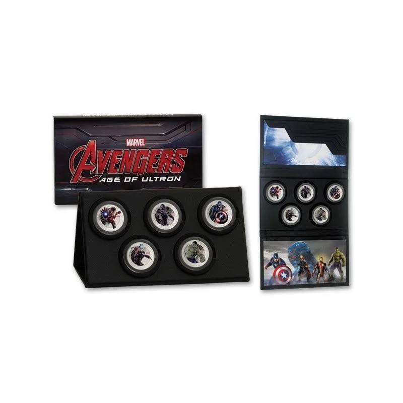 Niue Island - Coffret 5 x 2 Dollars 2015 - Marvel Avengers age of ultra - argent BE