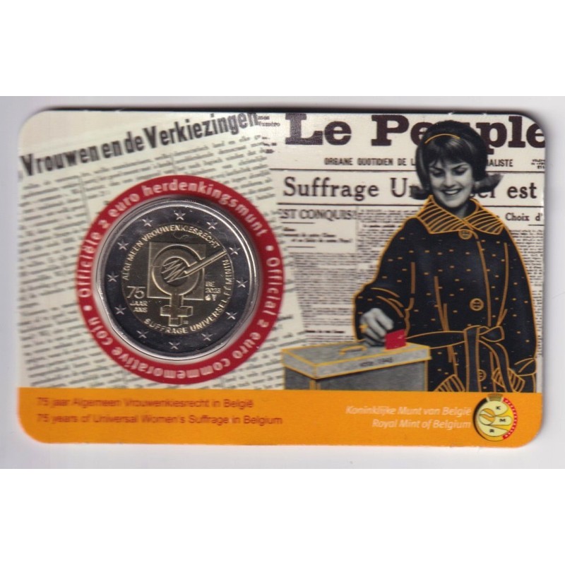 Coincard - 2 Euro Belgique 2023 - les 75 ans de droit de vote des femmes en Belgique - version Flamande
