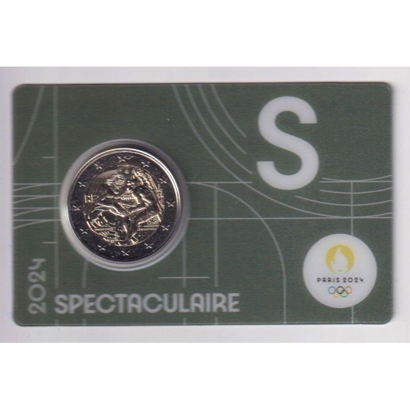 2 Euro 2024 - JO Paris 2024 - coincard gris - Lettre S